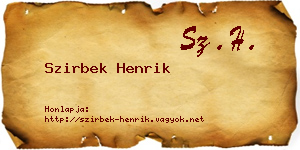 Szirbek Henrik névjegykártya